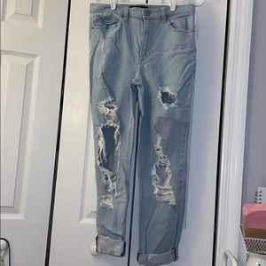 Express Ripped Girlfriend Jeans